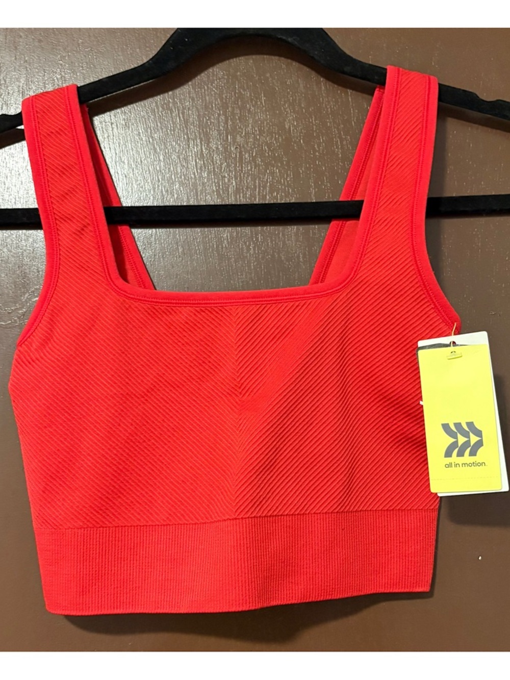 All in Motion Ribbed Seamless Crop Tank (Red - Extra Small)